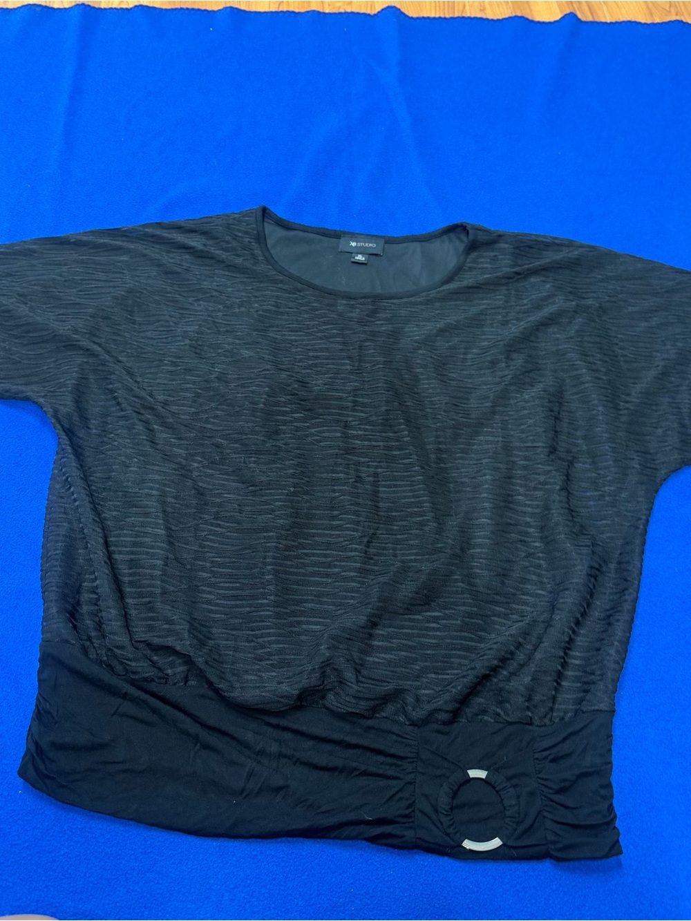 AB Studio Black Short Sleeve Top with Side Ring Detail xl
